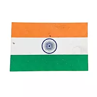 Eco-friendly plantable Indian flag displayed using bell pins