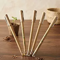 Recycled Kraft Paper Pens with Seed & Clip | Set of 5