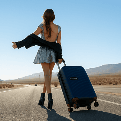 EcoVoyage 55cm Eco-Friendly Cabin Trolley Bag | Navy Blue Spinner