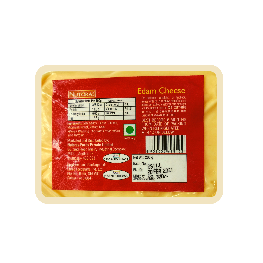 Nutoras Cheese Edam Block 200g Nutoras Cheese Edam Block 200g