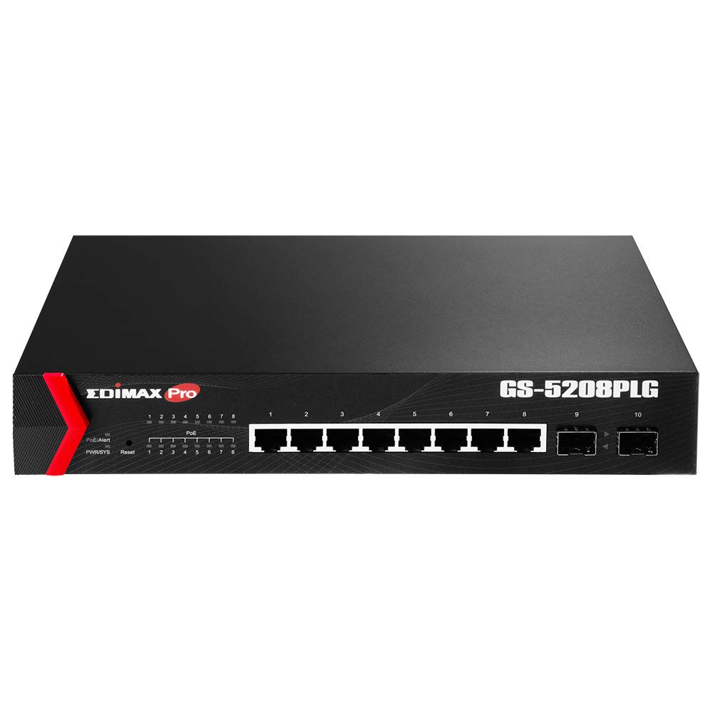 Edimax GS5208PLG 8 Port Giga PoE+ Web Smart Switch with 2 SFP Uplink Port Edimax GS5208PLG 8 Port Giga PoE+ Web Smart Switch with 2 SFP Uplink Port