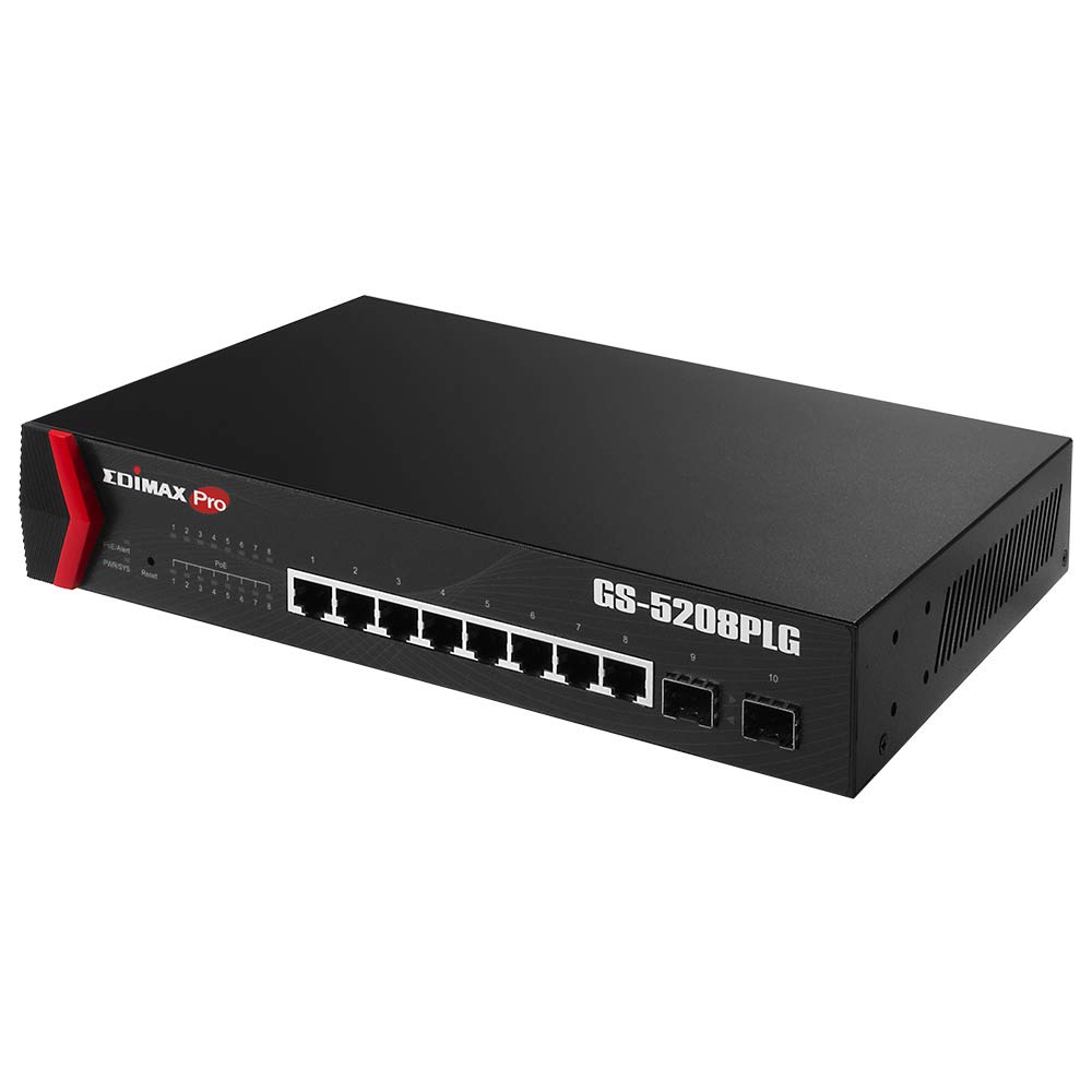 Edimax GS5208PLG 8 Port Giga PoE+ Web Smart Switch with 2 SFP Uplink Port Edimax GS5208PLG 8 Port Giga PoE+ Web Smart Switch with 2 SFP Uplink Port