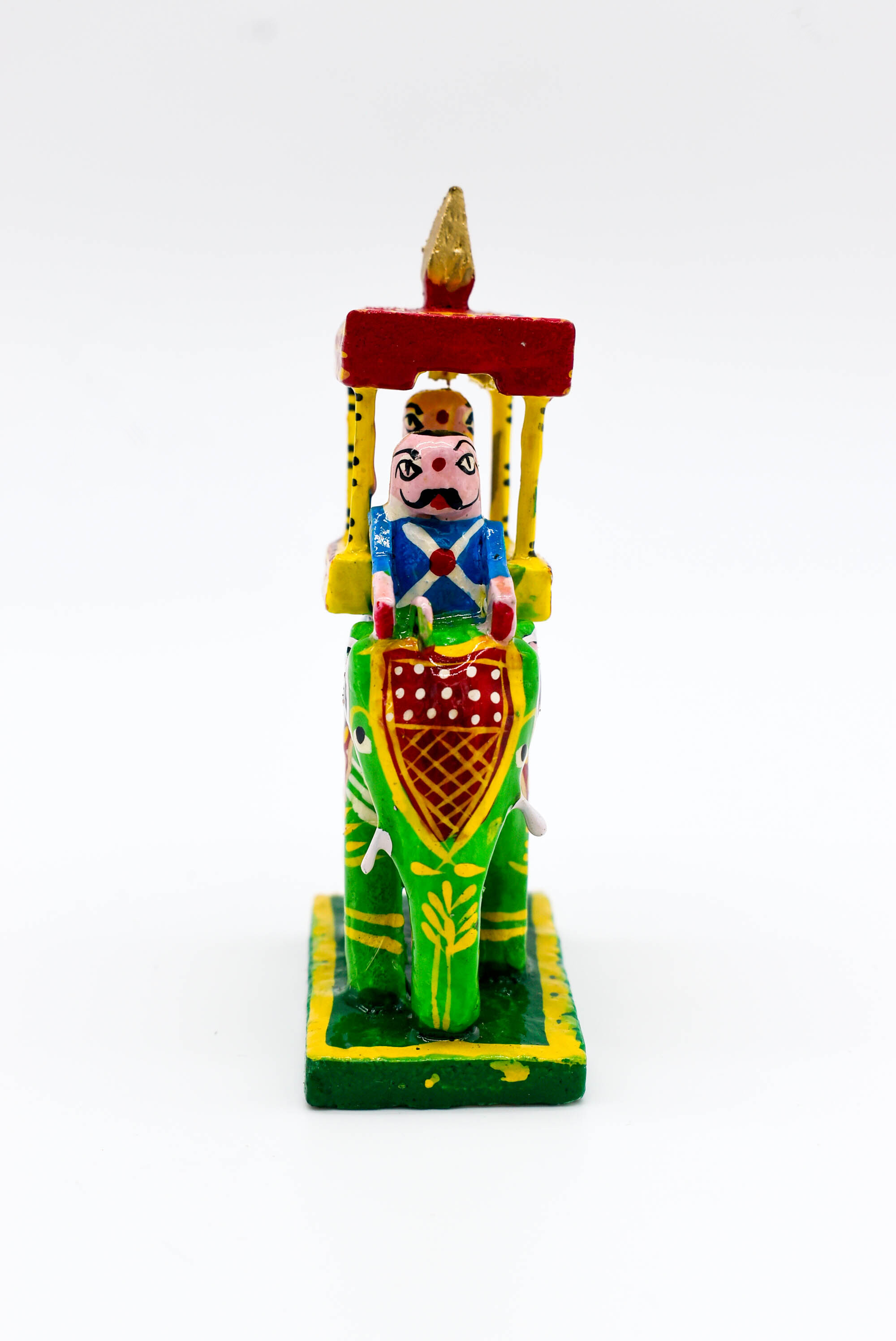 Handcrafted Wooden Maharaja on Elephant Figurines, Traditional Pattachitra Art, Set of 3, Multicolour