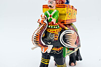 Handcrafted Wooden Elephant with King Figurine, Odisha Pattachitra Art, 19 cm Height, Multicolour