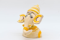 Handcrafted Indian Car Dashboard Ganesh Figurine with Jagannath Hanging Ornament on Beetle nut, multicolored