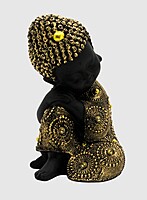 Baby Monk Buddha Showpiece for Home Decor (Golden & Black) Marble – 8 inch