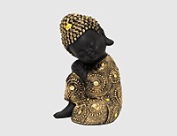 Baby Monk Buddha Showpiece for Home Decor (Golden & Black) Marble – 8 inch