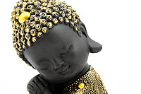 Baby Monk Buddha Showpiece for Home Decor (Golden & Black) Marble – 8 inch