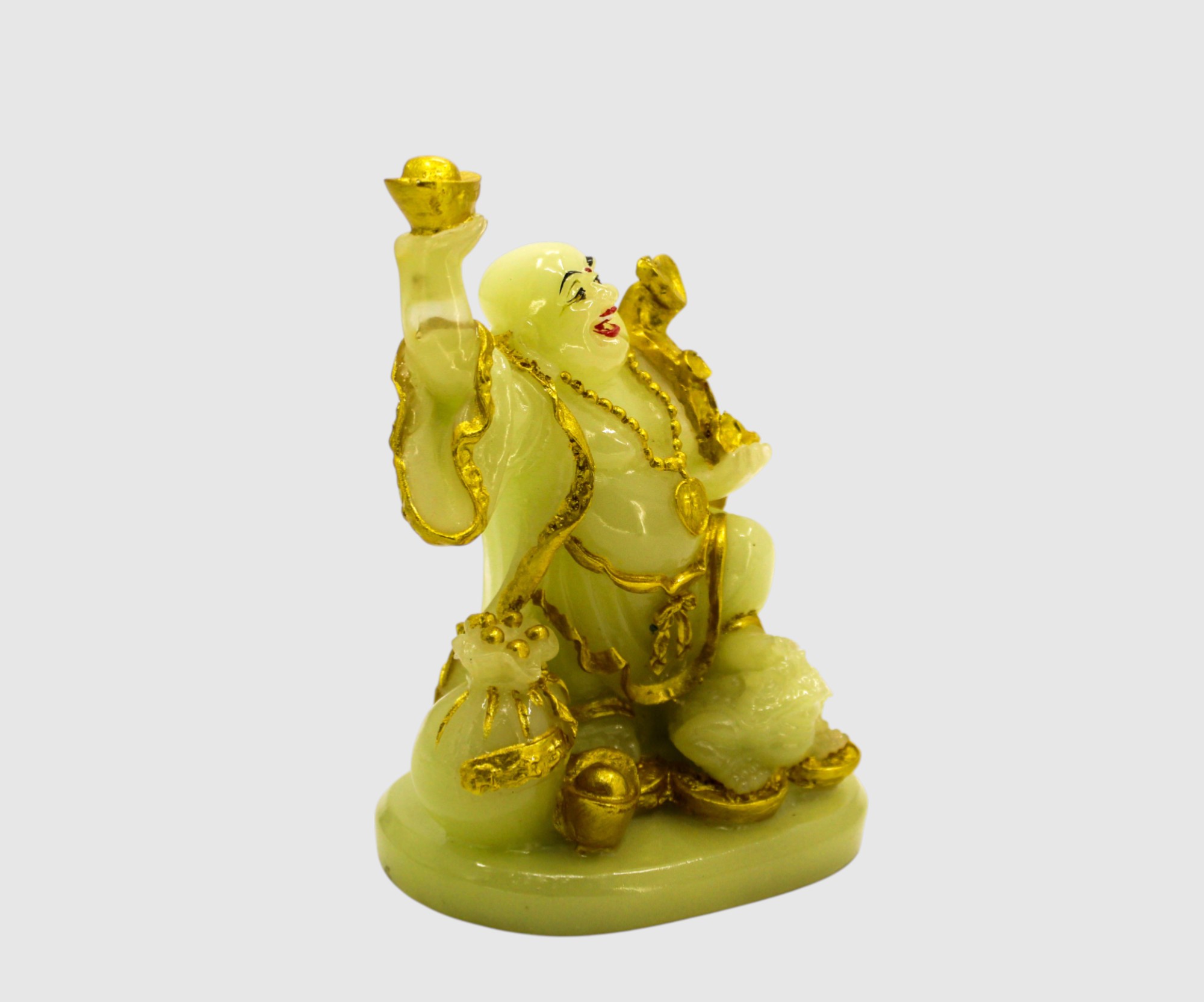 Laughing Buddha Showpiece (Golden & White) – 8 Inch