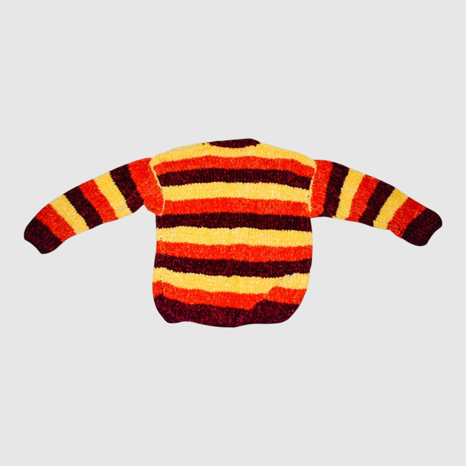 [4-5 Years] Kids Striped Woollen Sweater, Orange Yellow Brown, V-Neck