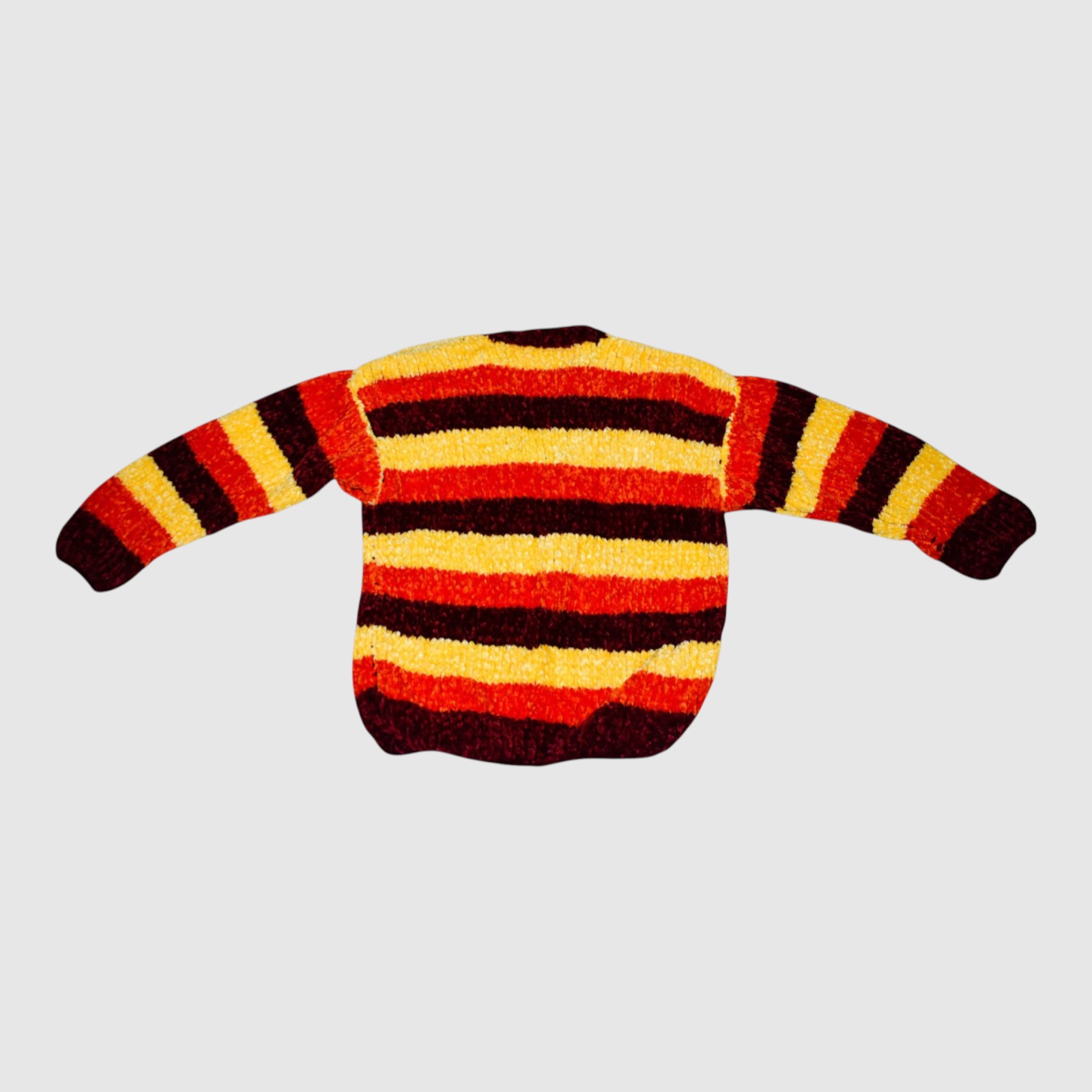 [4-5 Years] Kids Striped Woollen Sweater, Orange Yellow Brown, V-Neck