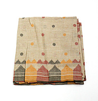 Eelika Women's Cotton Stole with Geometric Print, Peach with Red and Grey Pattern, Traditional Design