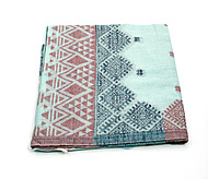 Eelika Cotton Stole for Women, Mint Green with Geometric Pattern, Fringe Border