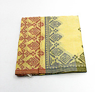 Eelika Elegant Cotton Stole, Yellow with Traditional Geometric Pattern, Fringed Ends