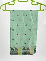 Eelika Cotton Stole for Women, Mint Green with Floral Print, Fringed Design