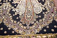 Elegant Paisley Wool Viscose Blend Women's Stole with Tassels, Black and Gold