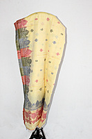 Eelika Elegant Cotton Stole, Yellow with Traditional Geometric Pattern, Fringed Ends