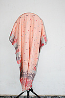 Eelika Women's Cotton Stole with Geometric Pattern, Peach and Grey