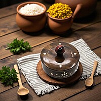 Decorative Wooden Storage Bowls with Lids, Set of 2, 10.5 x 10.5 x 10 cm, Brown