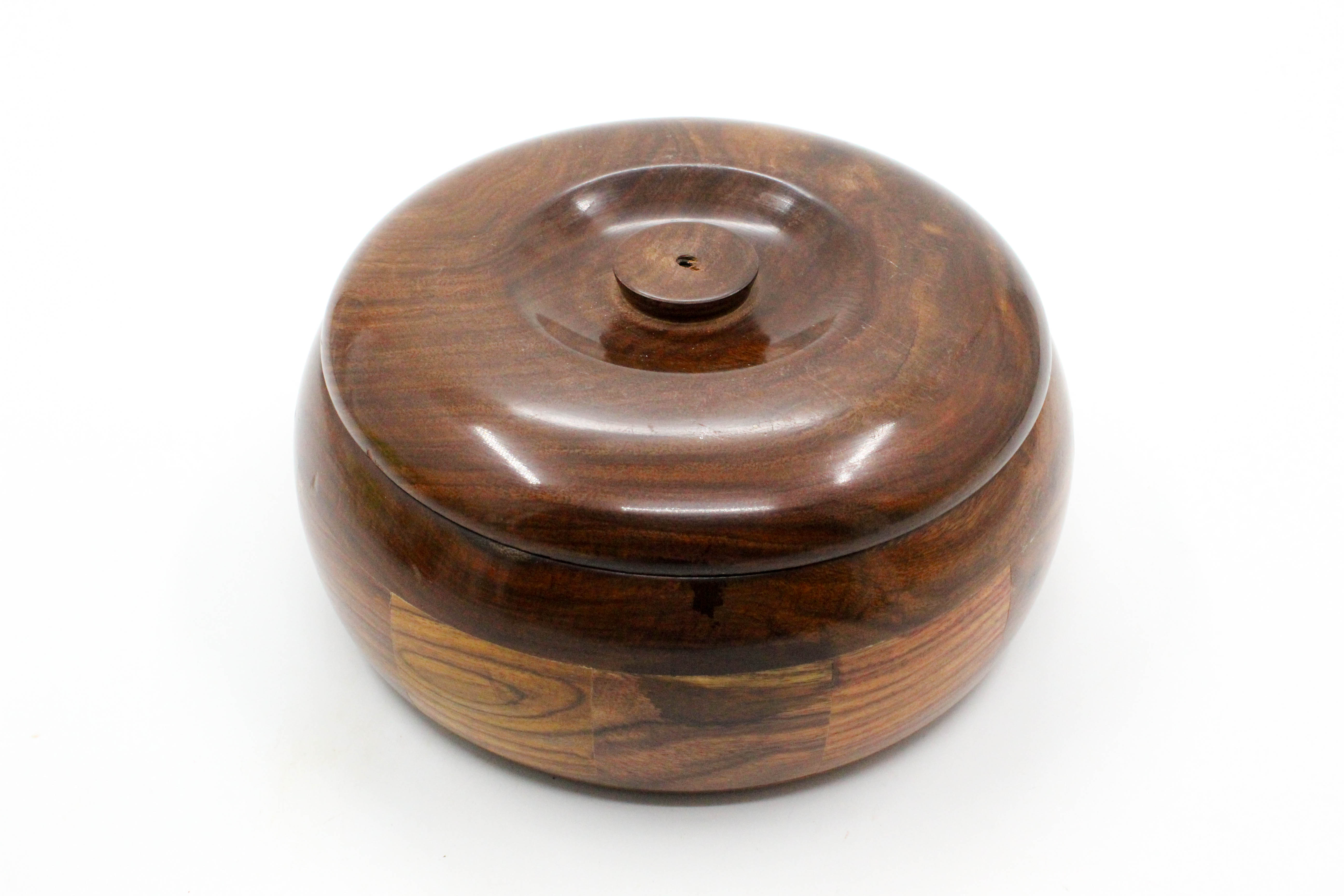 Wooden Roti Box / Casserole with Lid, Round Storage Container, 23 x 23 x 11 cm