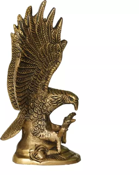 Wild Bird Brass Eagle Spreading Wings Sculpture Home Office Decor - 8 Inch Height