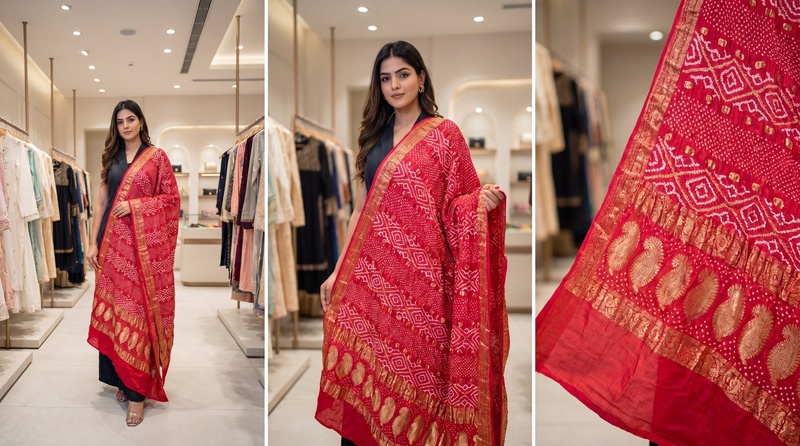 Kala Sanskruti All Over Peach Color Gaji Silk Bandhani Dupatta 2.5M Elegant Traditional Wear Gaji Dupatta for Women