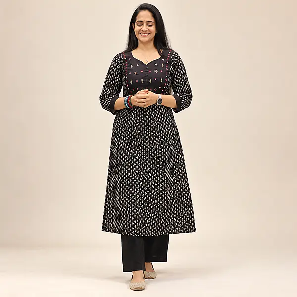24jb black anarkali top