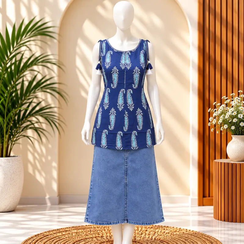 1826 blue paisley top