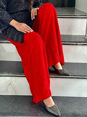 Embroidered Rayon Mastani - Red