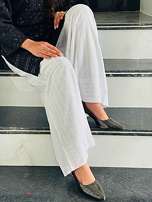 Embroidered Rayon Mastani - White