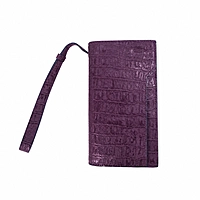 Empress Croc-Embossed Genuine Leather Long Wallet with Wristlet - Plum Purple