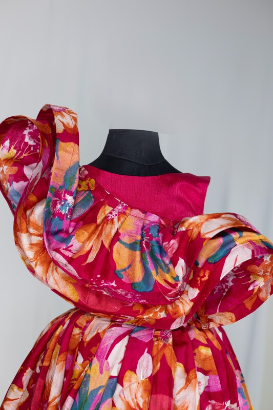 Crimson Bloom Swirl Dress