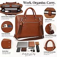 The Envoy Slim Leather Laptop Briefcase – Cognac Tan
