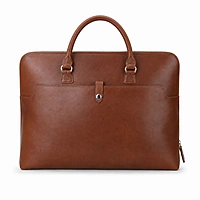 The Envoy Slim Leather Laptop Briefcase – Cognac Tan
