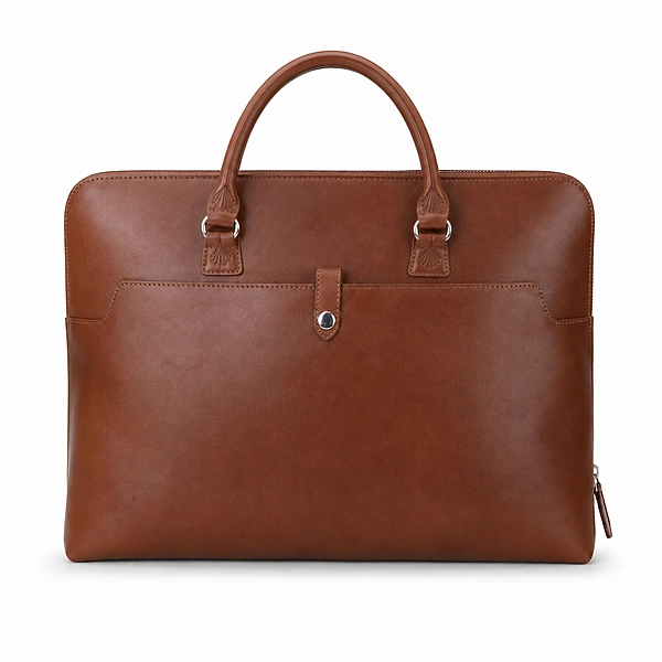 The Envoy Slim Leather Laptop Briefcase – Cognac Tan