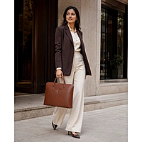The Envoy Slim Leather Laptop Briefcase – Cognac Tan