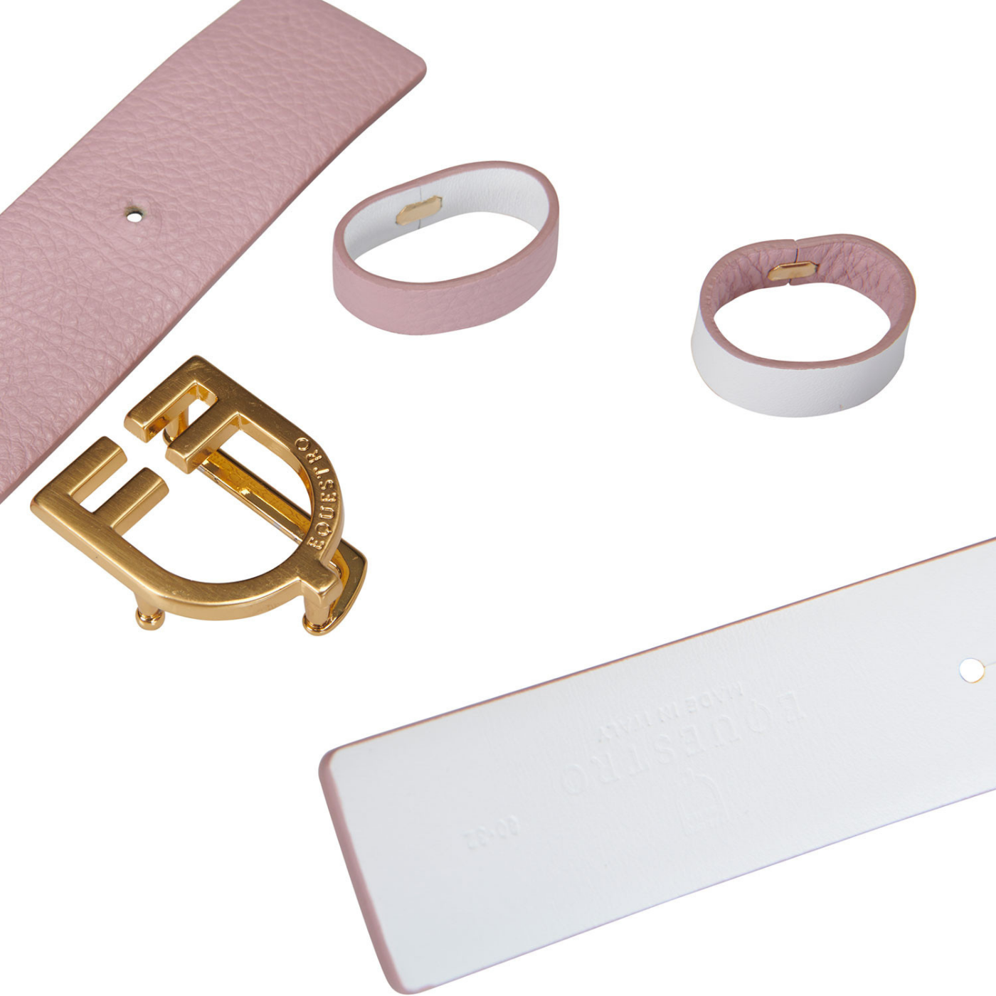 Equestro Belt - Double Face Smooth Leather (Pink-White)