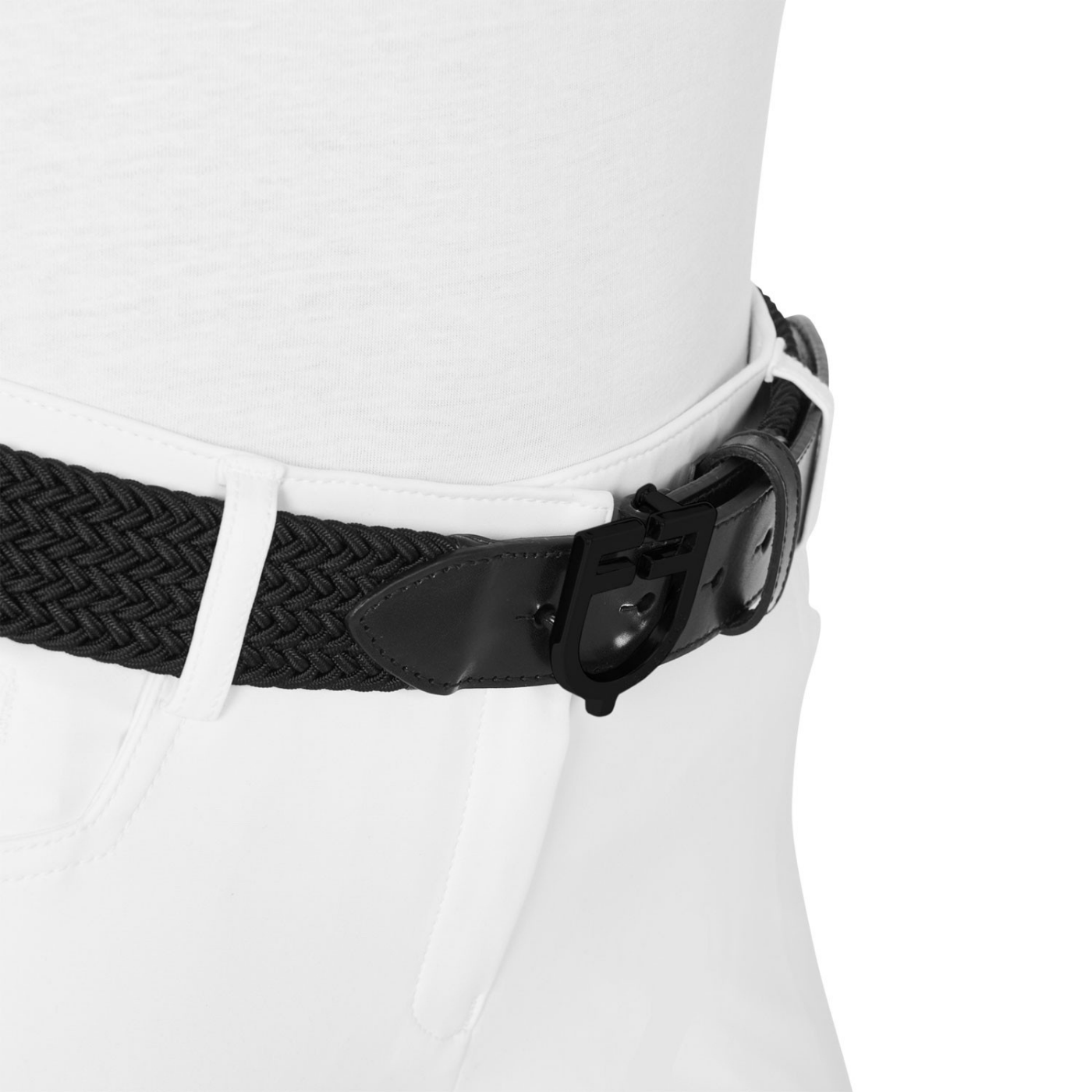 Equestro - Elastic Belt with Black Logo Buckle