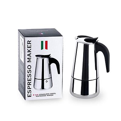 Granny Kitchen Stainless Steel Stovetop Espresso Maker, Moka Pot with Safety Valve,
