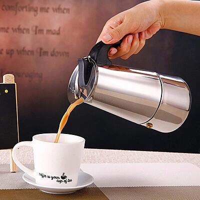 Granny Kitchen Stainless Steel Stovetop Espresso Maker, Moka Pot with Safety Valve,