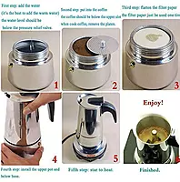 Granny Kitchen Stainless Steel Stovetop Espresso Maker, Moka Pot with Safety Valve,