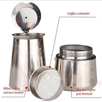Granny Kitchen Stainless Steel Stovetop Espresso Maker, Moka Pot with Safety Valve,