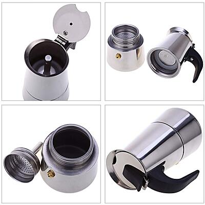 Granny Kitchen Stainless Steel Stovetop Espresso Maker, Moka Pot with Safety Valve,