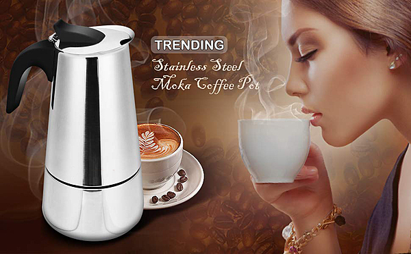 Granny Kitchen Stainless Steel Stovetop Espresso Maker, Moka Pot with Safety Valve,