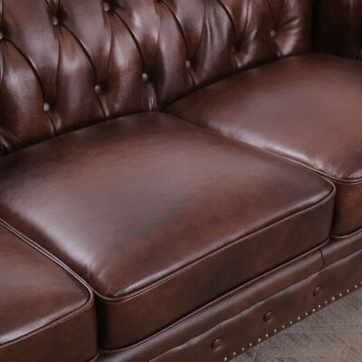 Genuine Leather Rolled Arm Chesterfield Sofa Genuine Leather Rolled Arm Chesterfield Sofa