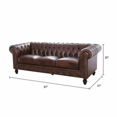 Genuine Leather Rolled Arm Chesterfield Sofa Genuine Leather Rolled Arm Chesterfield Sofa