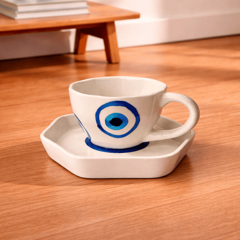 Evil eye cup and saucer