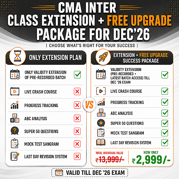 CMA Inter Class Extension + Free Upgrade till Dec 26 By SJC Institute