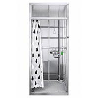Safety Shower and Eyewash combo Cabinet SS 304 with PVC curtains