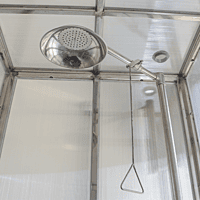 Safety Shower and Eyewash combo Cabinet SS 304 with PVC curtains